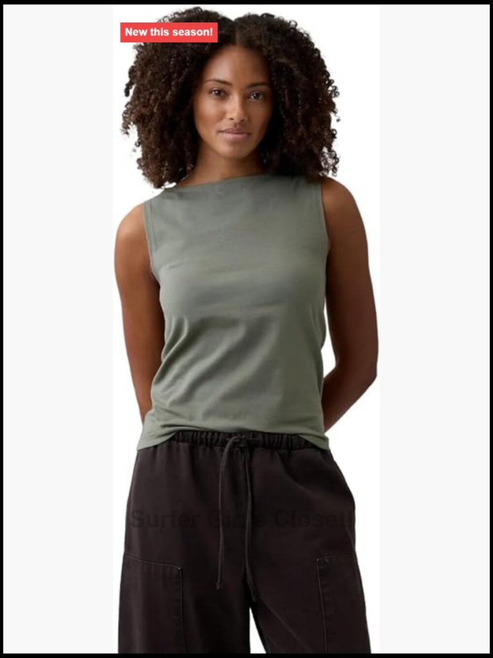 GAP Women's Sleeveless Boatneck Tank Top Cotton Blend Pull On Lightweight